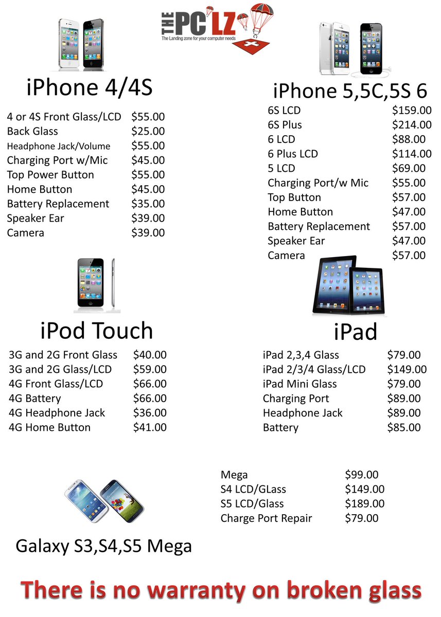 pclztahlequah's tweet image. iPhone 6 $88.00, 6S $159.00,iPad Repairs $79.00. Show you like our page on Facebook and receive $3.00 off your repair on the spot!