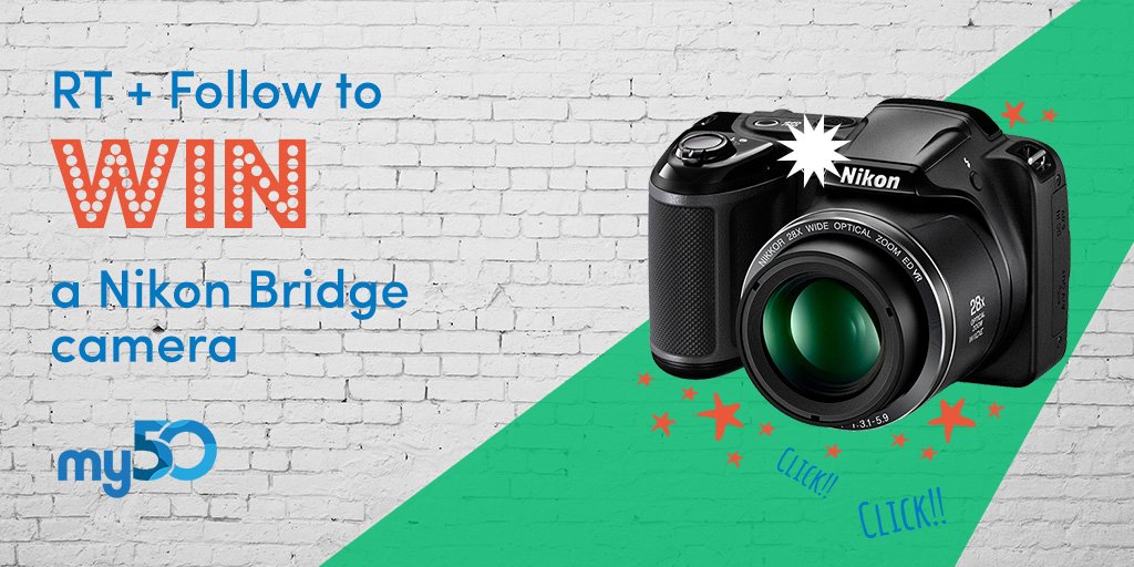 my50com's tweet photo. It's #competition time! #Win an awesome Nikon camera in our #prize #giveaway. RT &amp; Follow to enter. #my50Nikon2 https://t.co/i7m6WNQeTj