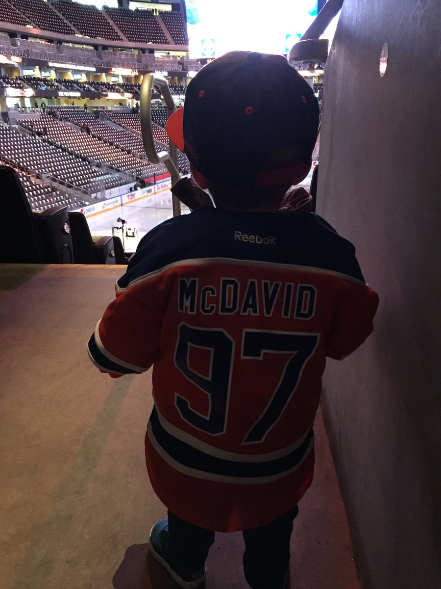 weinkaufbrianne's tweet photo. @EdmontonOilers @cmcdavid97 it's this little guy's first Oiler game today! Can we get a retweet!? https://t.co/966OdYzTOc