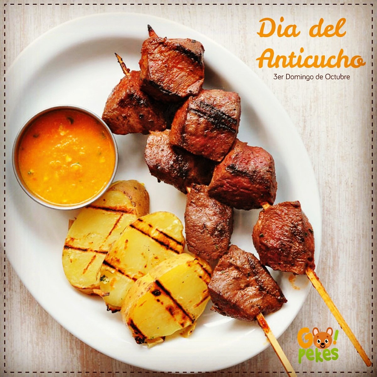 gopekes's tweet photo. #GoPekes #DiaDelAnticucho  !Mas rico!😋😋😋 con papitas, choclito y aji #BienPeruano #PeruvianFood Perú #Domingo https://t.co/Ig6JQZSGMH