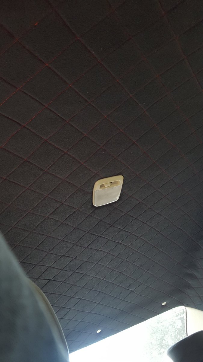 anqel_axel17's tweet photo. Shout out to my dad for helping me with my headliner #alcantara #diamondquilted #customstitched #redstitching https://t.co/xBopXdRjHa