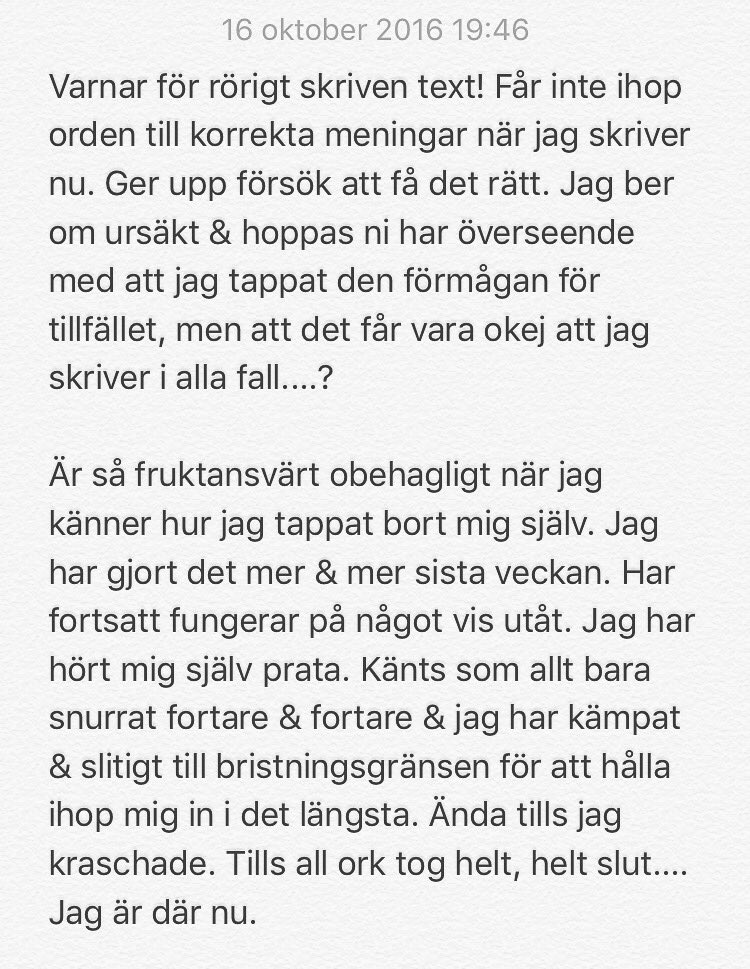 vimmelkantig_'s tweet photo. Det jag skrivit står i bilderna. Får inte ihop orden på 140 tecken.
#dissociation #komplexPTSD #anknytningsskador #trauman #övergrepp https://t.co/HEnrhFMk4e