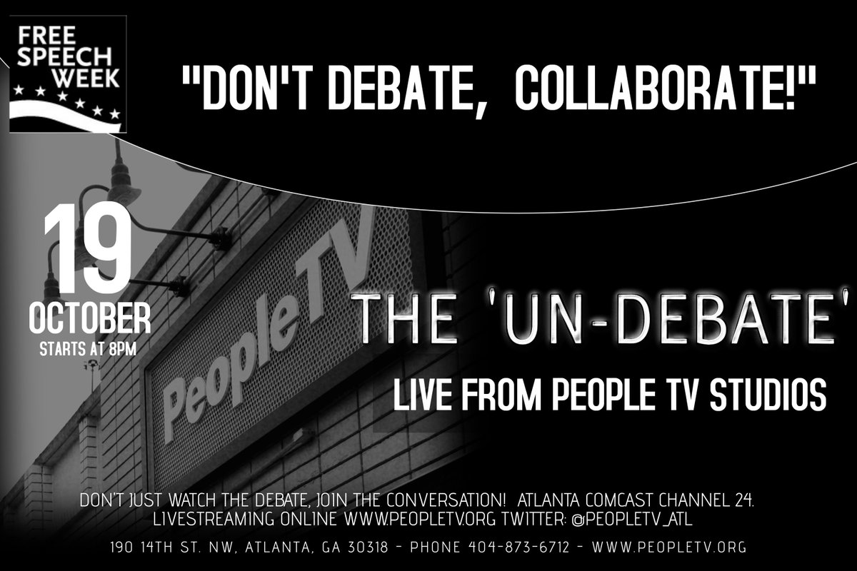 #FreedomSpeaks 'Don't debate, collaborate!  #FSW 10/17-10/23  Support community media!  Support #PEGTV  Speak, pray, express freely.