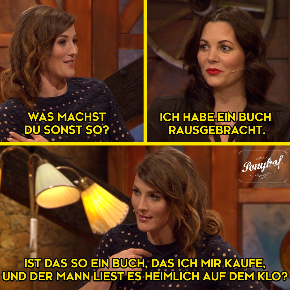 Öhh, sorry, selber kaufen wär ja wohl VOLL peinlich! #PonyhofdieShow <a href="/tntcomedyde/">TNT Comedy</a> <a href="/michaelsen_j/">jeannine michaelsen</a> @PLambertBerlin <a href="/annie_hoffmann/">annie hoffmann</a>