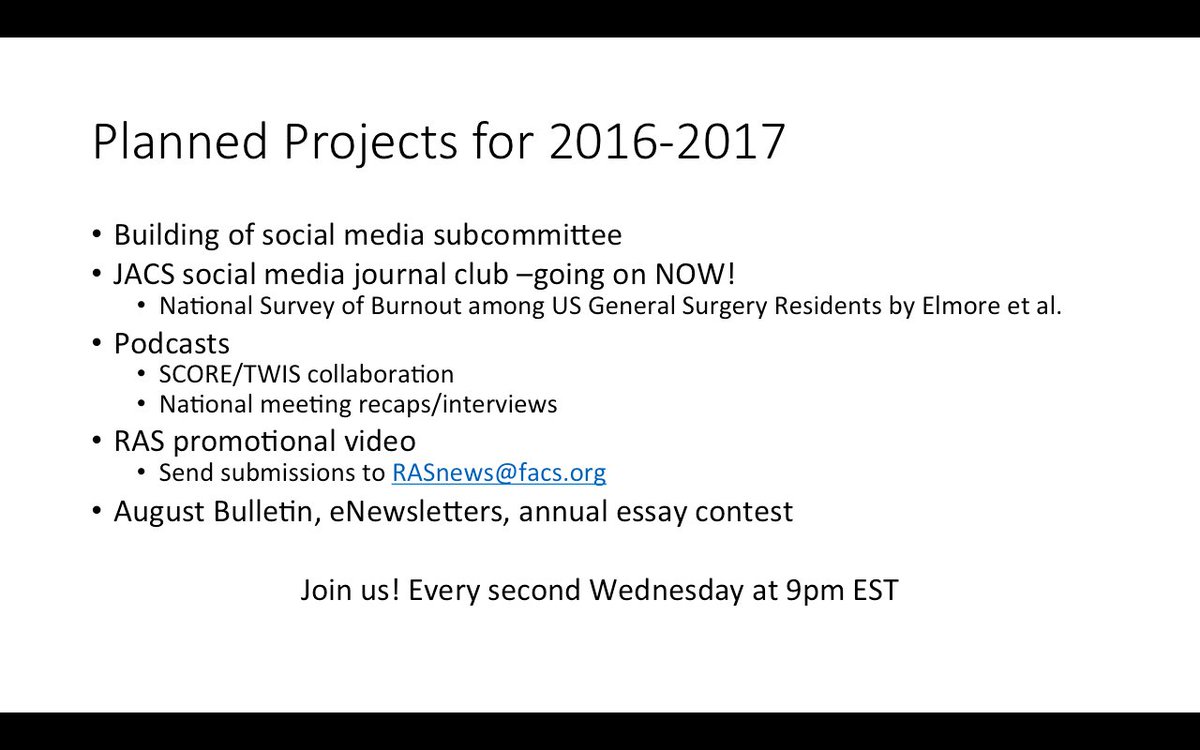 RASACS's tweet photo. #RASCommunications committee projects for the upcoming year. Get involved by attending conference calls on 2nd Wed of month at 9pm. #ACSCC16 https://t.co/LtzKXSUe2V