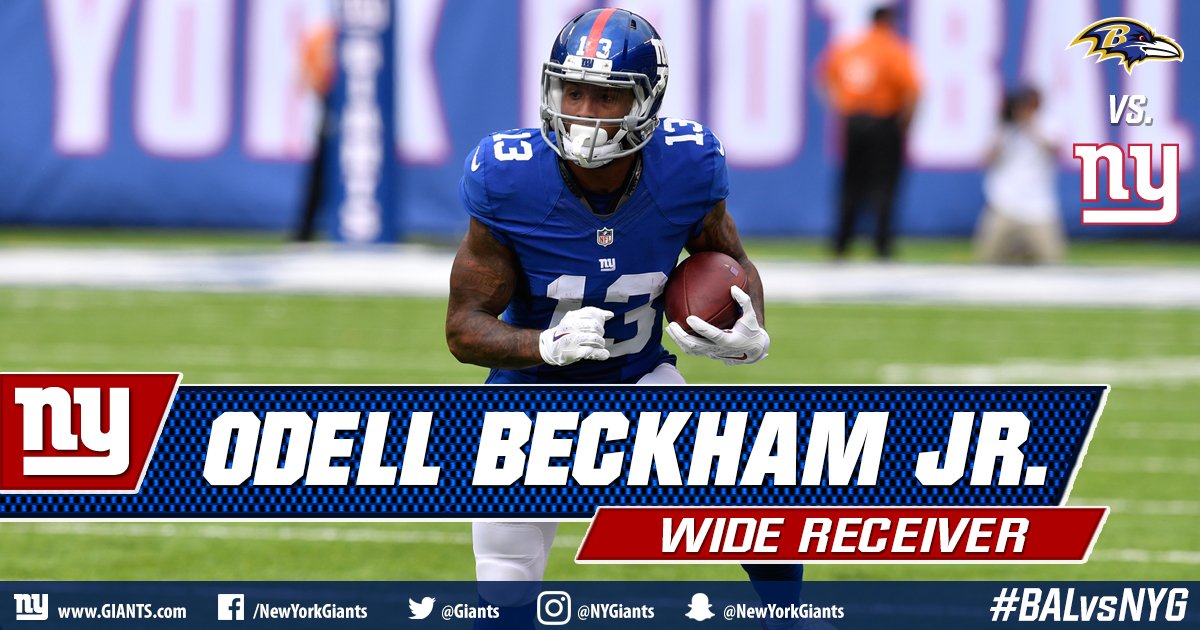 Giants's tweet photo. TOUCHDOWN OBJ! A 75-yard strike puts the #Giants ahead 17-13! #BALvsNYG https://t.co/7Pxm93aini