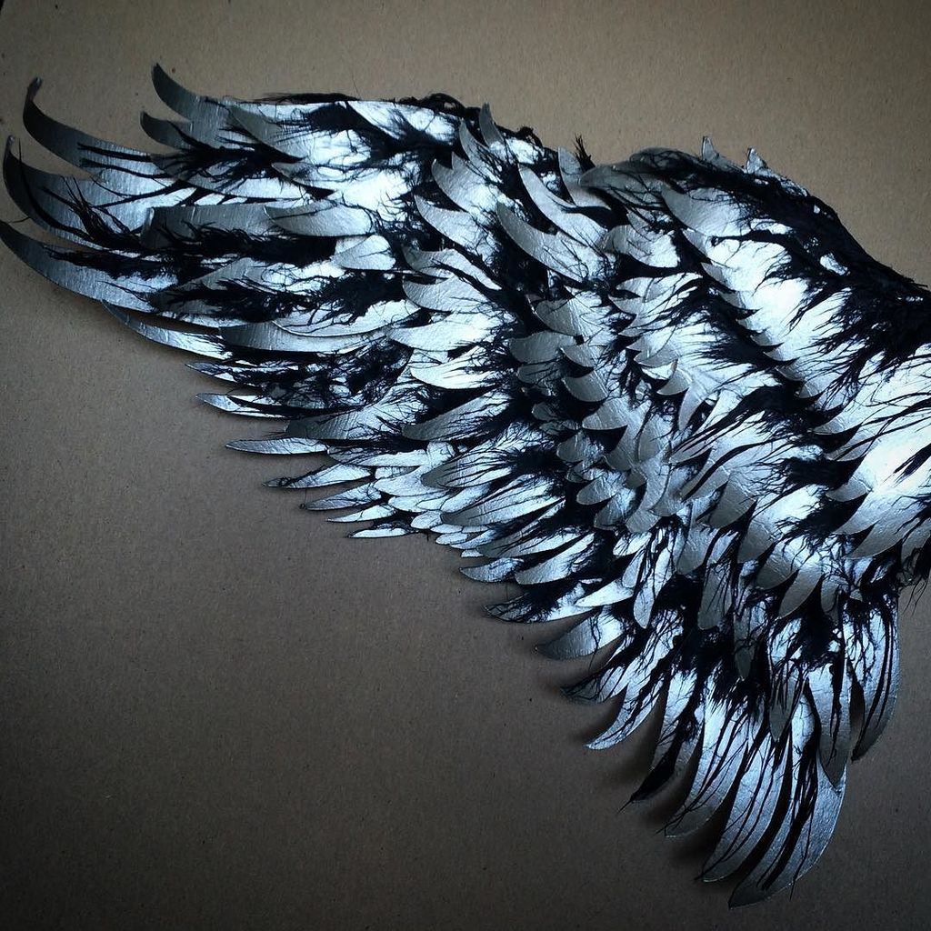 Detail of wings that for our upcoming <a href="/ransom_mitchell/">ransom_mitchell</a> open studio Nov 5th &amp; 6th. I'm using a metal infused paint a…
