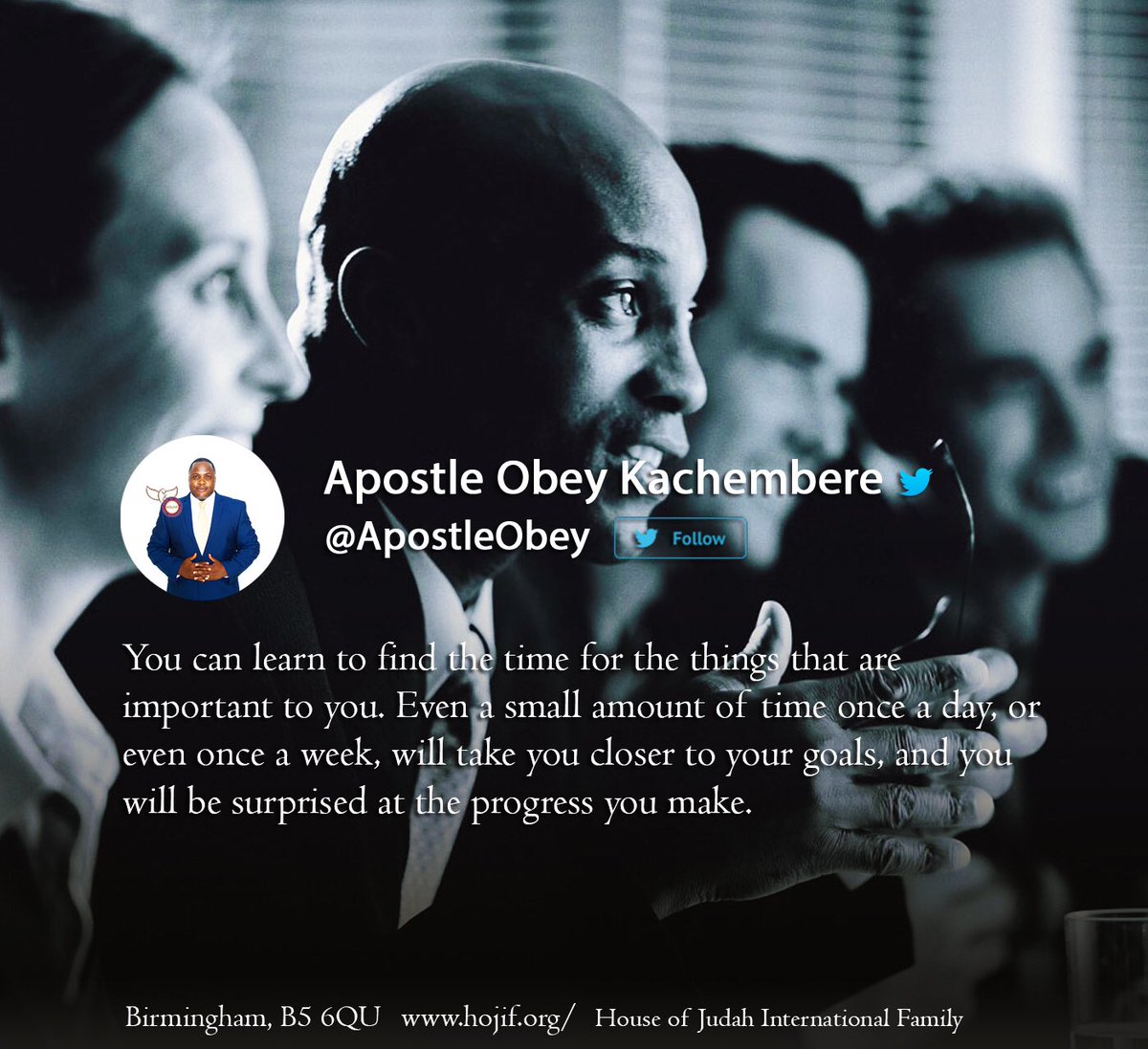 ApostleObey's tweet photo. You can learn to find the time for the things that are important to you. Even a small amount of time once a day, or even ...
#ApostleObey https://t.co/PwmqiBhZfl