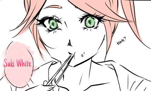 Is eating her lunch. 

❝Nani?  ❞