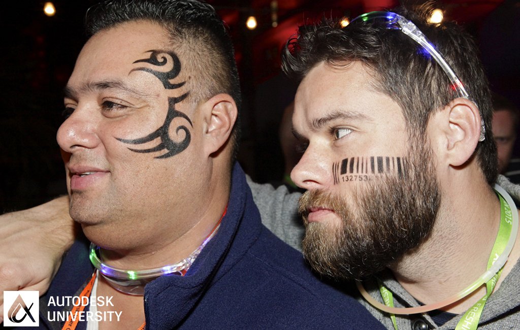 autodesku's tweet photo. That time you went to AU and ended up with a temporary facial tattoo.  #AUisCommunity Register now! https://t.co/pMj3jvDYn9 https://t.co/VSdmchirvc