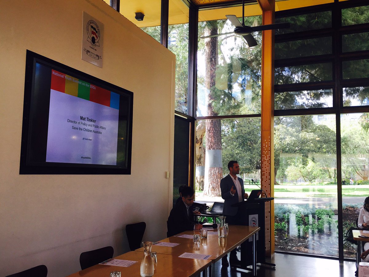 .@TinklerMat of <a href="/savechildrenaus/">Save the Children Australia</a> presenting 10 reasons why we need the #SDGs #Youth4SDGs. Why do YOU think we need the goals?