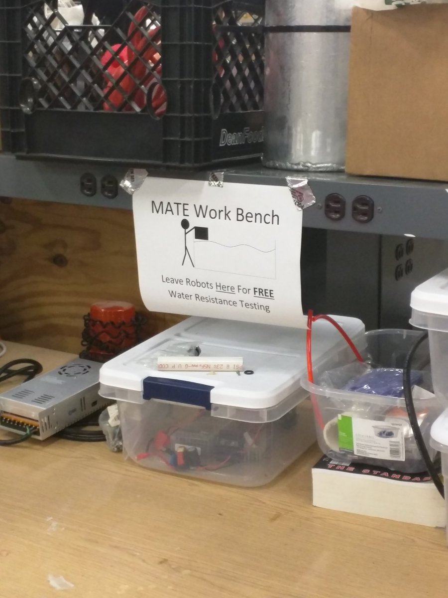 ChristianBalcom's tweet photo. The underwater robotics team here at @RoseHulman had problems with other robots getting left in our workspace. Hopefully this fixes that! https://t.co/ZJFQLdLYKK