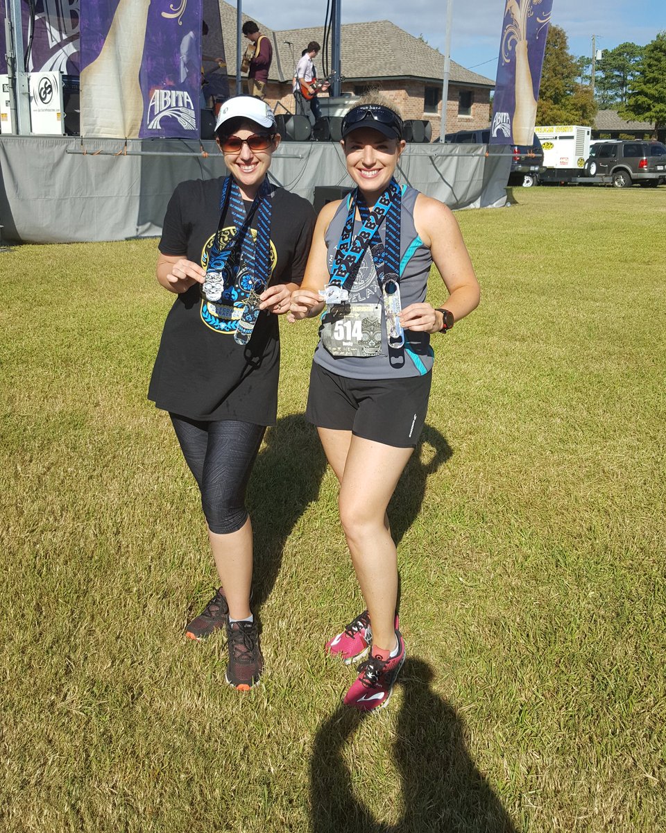 NVPatriotGirl's tweet photo. Super excited to celebrate @ndeckerrunner 's birthday with her today at the Gulf Coast Half Marathon. #doublebling #gchm #back2backchallenge https://t.co/MDFCDxWqf9