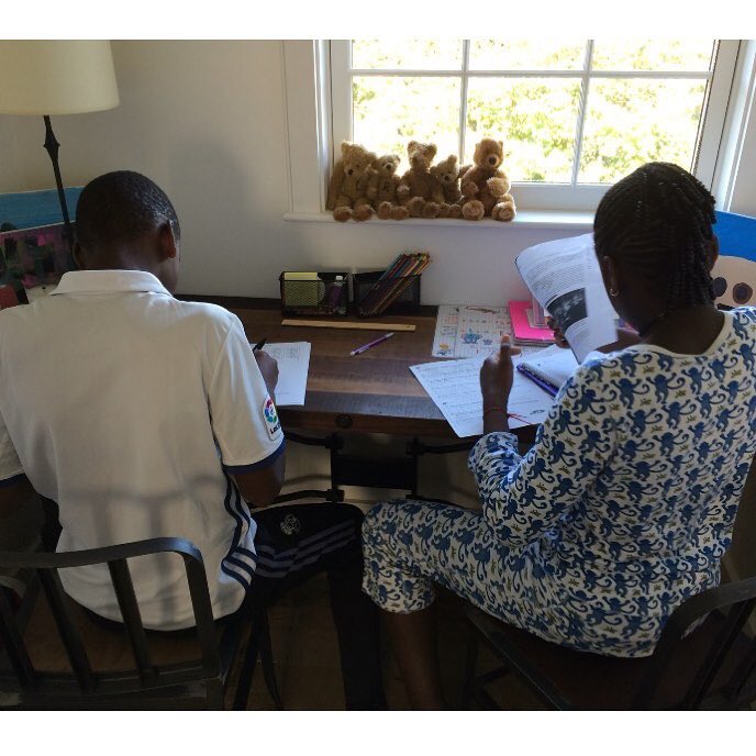 Madonna's tweet photo. When you wake up in the morning and your kids are doing there homework without being asked!🎉🎉🎉🎉🎉🎉 pretty darn AWESOME 📚🙏🏻😂👍🏻💘 https://t.co/naJy3gexIq