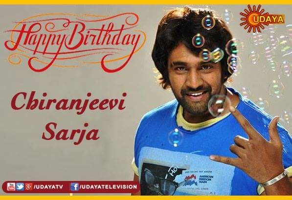 UdayaTV's tweet photo. Wishing @chirusarja ge Huttu Habbada Hardika Shubhashayagalu...Keep Rocking!!! 
#UdayaTV #KFI #HappyBirthdayChirusarja https://t.co/uciwptgucH