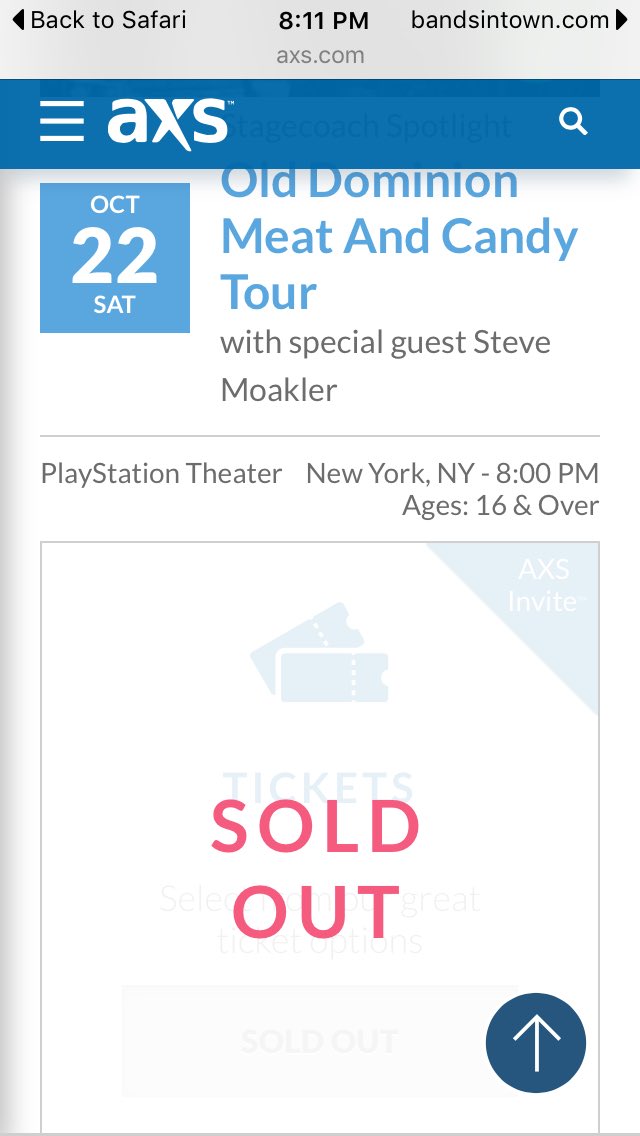 cgreeley100's tweet photo. OMG @stevemoakler your NYC is sold out and I never bought my tickets 😓 let me know if any tix become available 🙏 This is not cool.. 😫 https://t.co/LIdOFtyGkq