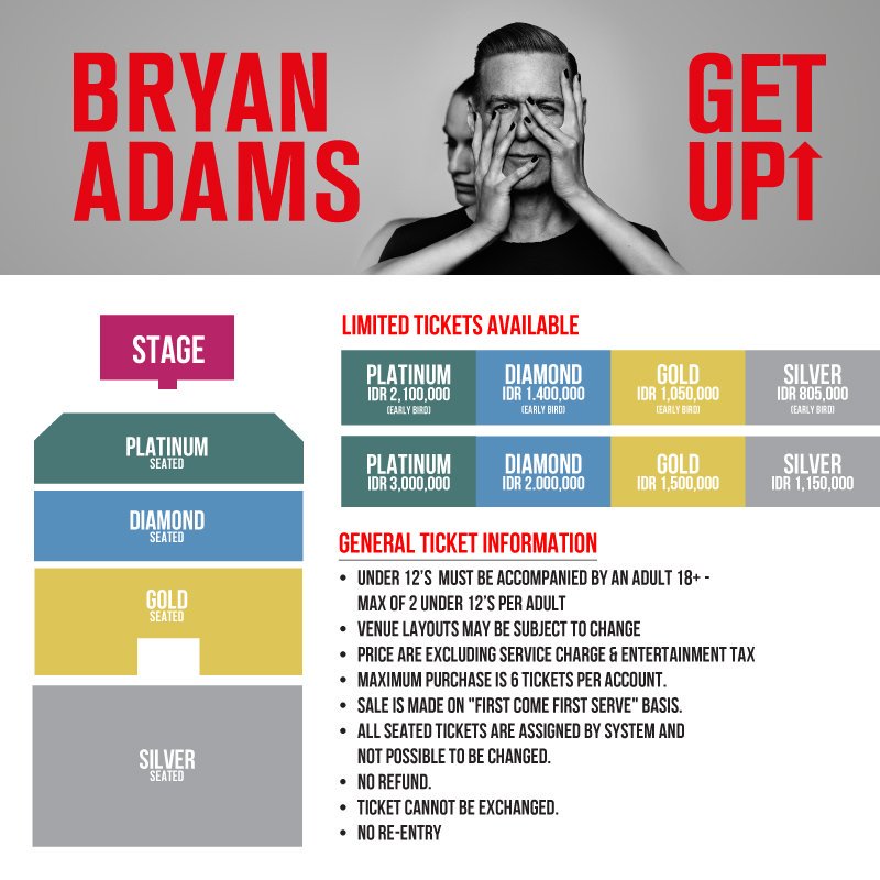 Today at 2PM Bryan Adams Get Up Tour Indonesia tickets will go on sale. 
Get your early bird tix! <a href="/LiveNationINDO/">LiveNation Indonesia</a>