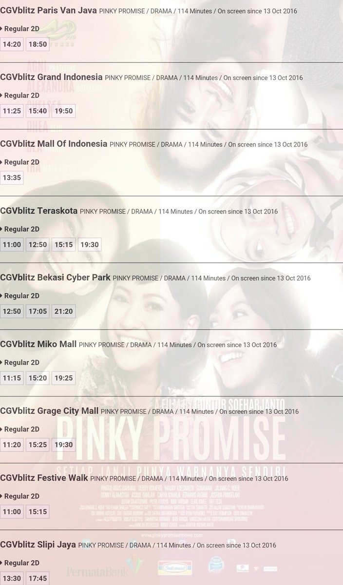 Jadwal film #PinkyPromise hari ini di bioskop2 <a href="/CGVblitz/">CGV*blitz</a>