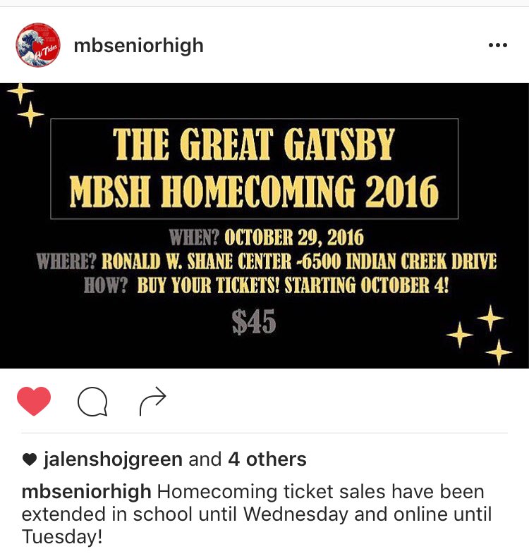 mbsh2017's tweet photo. HOCO TIX SALES EXTENDED UNTIL TUES ONLINE AND WED IN SCHOOL‼️ https://t.co/QOT5aQGCol