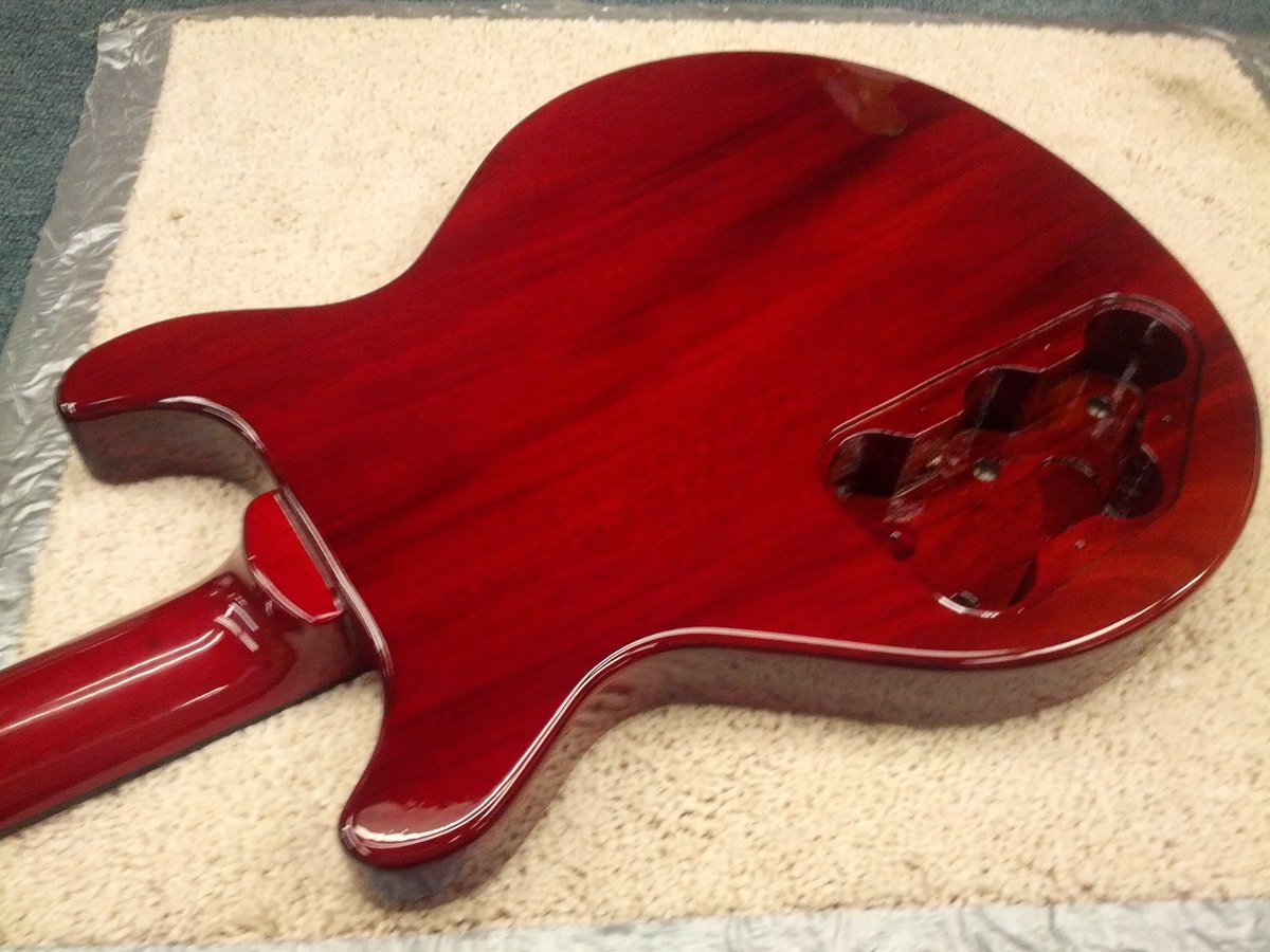 guitarfinishing's tweet photo. In Soviet Russia, cherry pops YOU! #cherrystain #mahogany #lespauljr #customguitar #guitarfinish #vancity #luthier #guitarbuilder #UVPoly https://t.co/QTlCQYm1wq