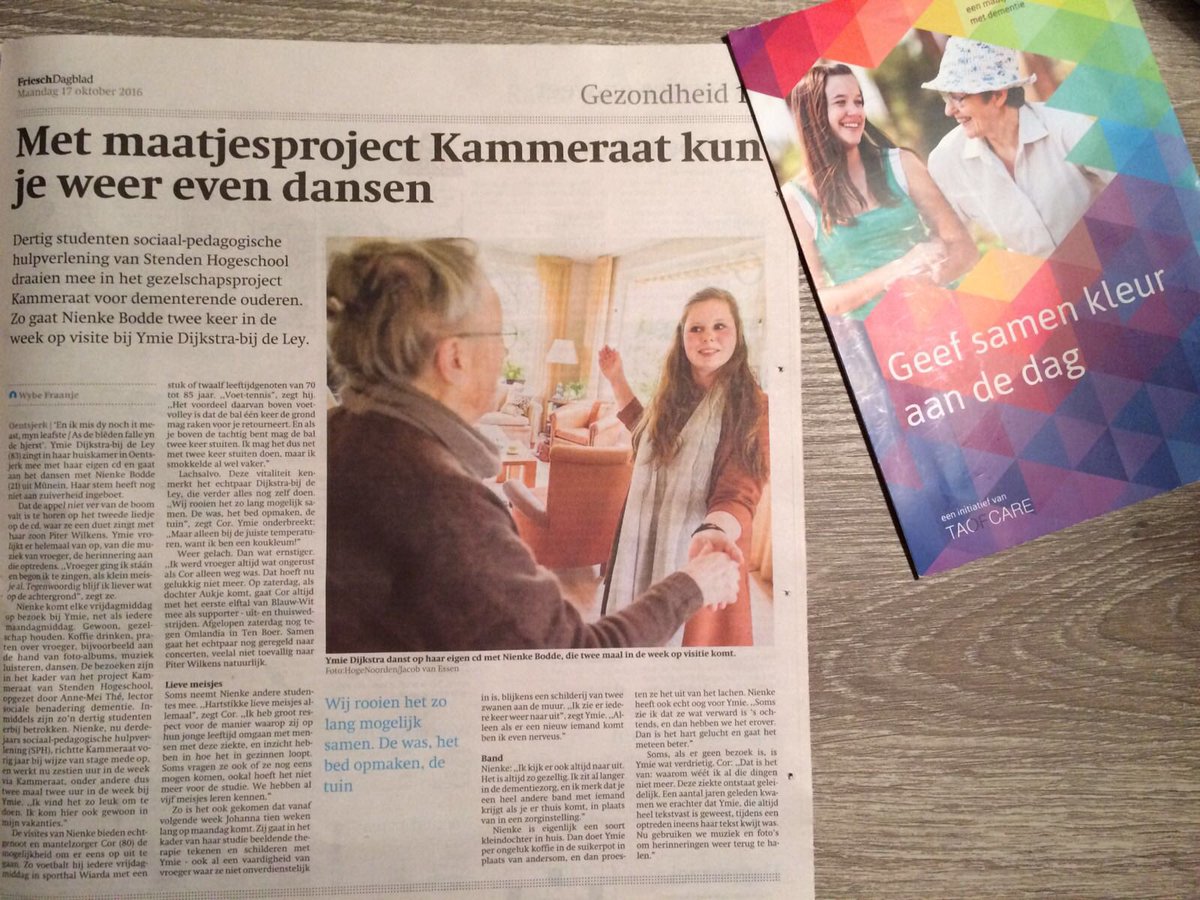 annemeithenl's tweet photo. "Met maatjesproject @KammeraatFrl kunnen mensen dementie weer dansen!" Trots op studenten @Stenden @proeftuindement #socialebenadering https://t.co/ZaDZI2rOEH