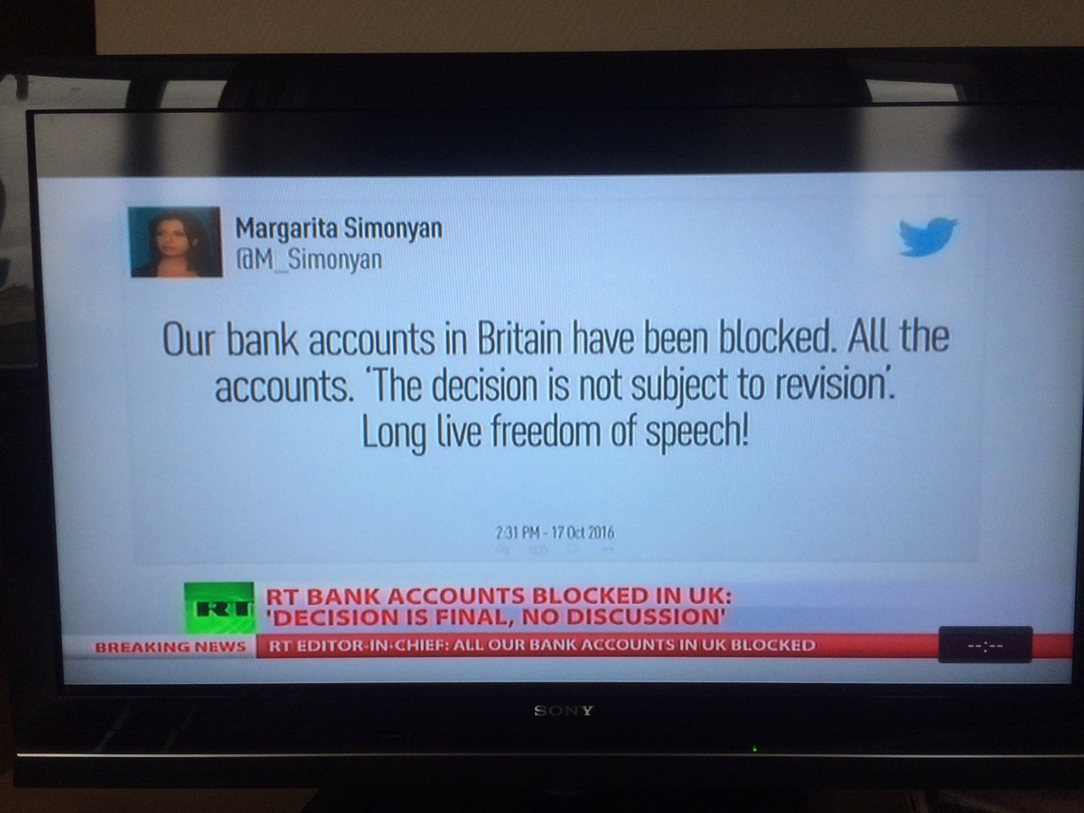 Den ryska propagandakanalen RT (Russia Today) fått alla sina bankkonton i Storbritannien blockerade
Bert Sundström Moskva, #svtnyheter