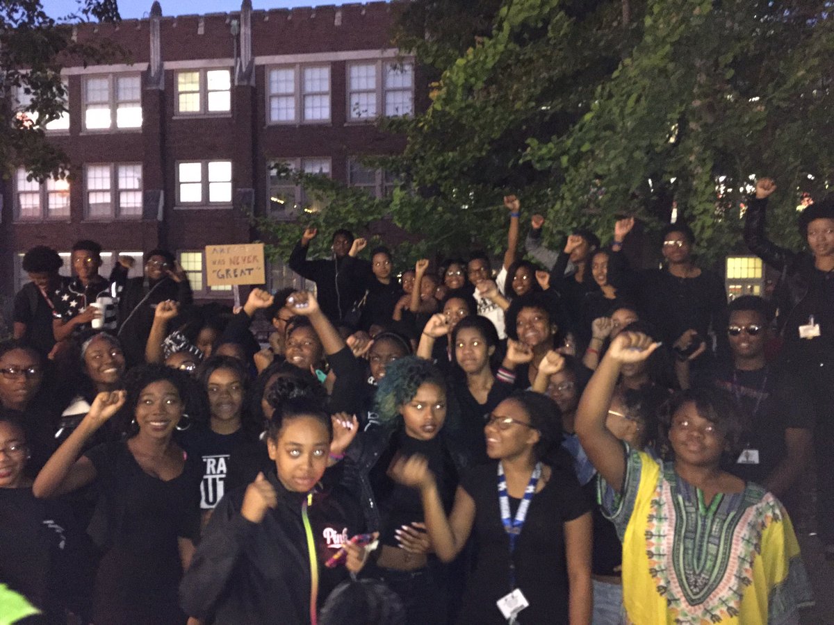 .<a href="/ManualBSU/">Manual BSU</a> members wore all black in a show of solidarity on 'Merica Monday'.