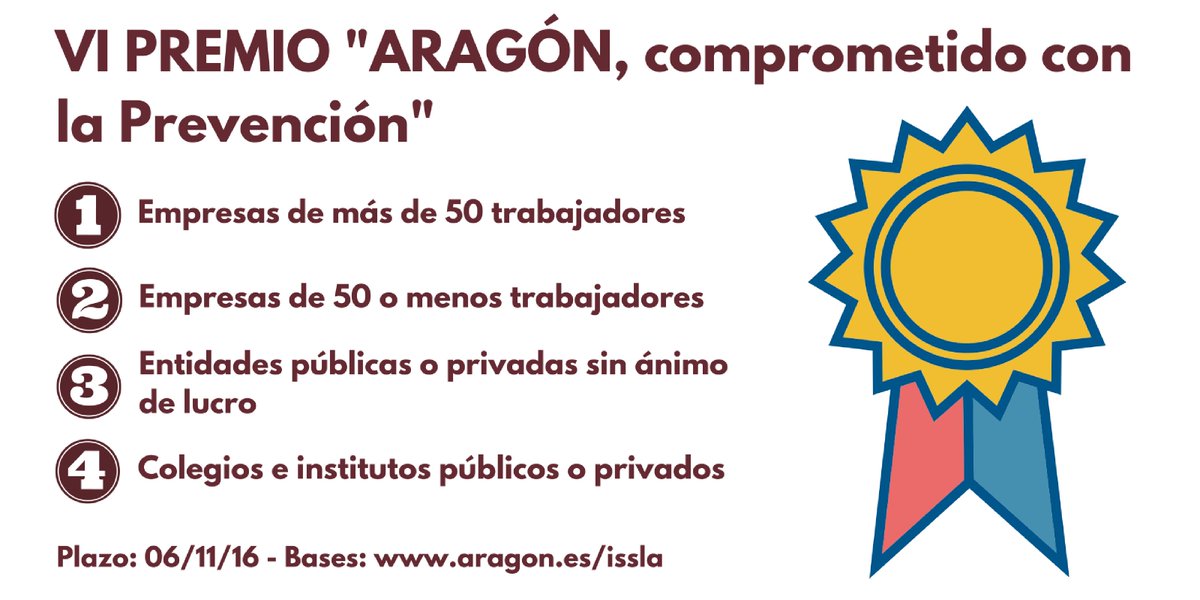 ISSLA_Aragon's tweet photo. Convocatoria VI Premio "Aragón comprometido con la Prevención". Este año con novedades: https://t.co/tFsPG9MV1n #Prevencion https://t.co/vYN2sO3ZPH