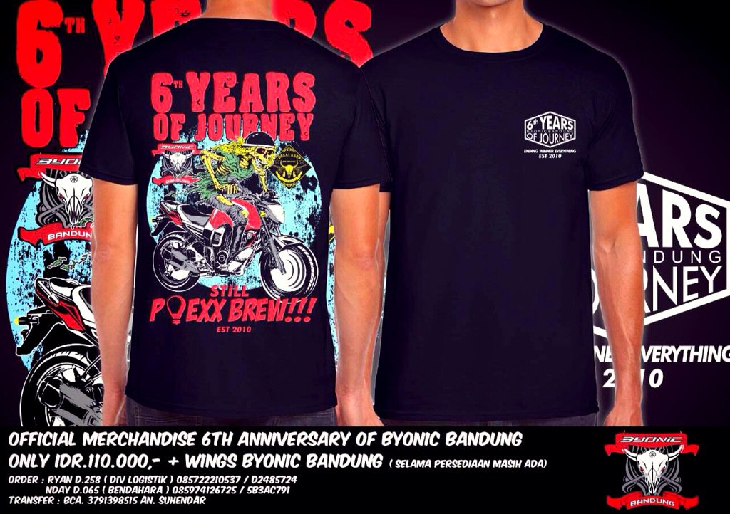 Mangga yg akan order Kaos official Anniversarry BYONIC Bandung yg ke 6 brew