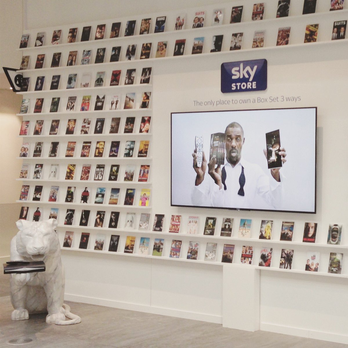yoga_panther's tweet photo. Hard at work today...#SkyStoreBoxSets https://t.co/LZEtmeMH5A