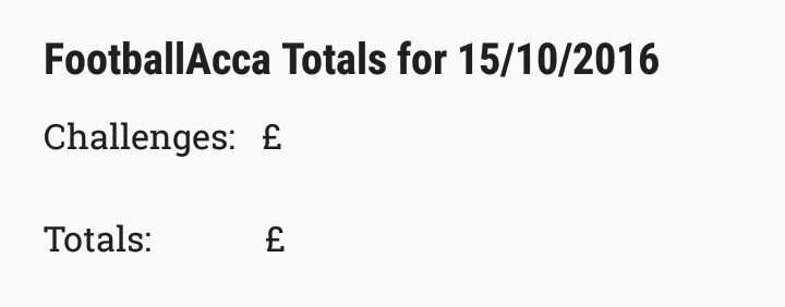 Veritatem_FA_'s tweet photo. Saturday's footballacca totals https://t.co/RJRdqNsQ54
