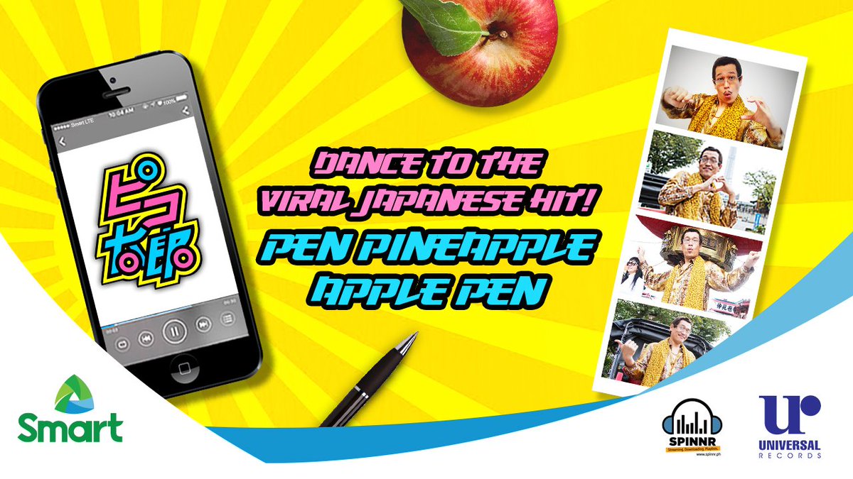 SpinnrPH's tweet photo. The Pen-Pineapple-Apple-Pen, by Japanese fictional character DJ Piko Taro, is going wild! Listen or get it now on Spinnr.ph! https://t.co/EtCIdWN16J
