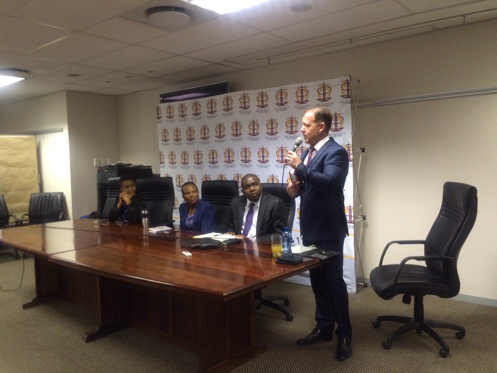 PublicProtector's tweet photo. #PPFirstDay: Pastor Boshoff - you are part of the positive future of this country - to @PublicProtector office https://t.co/9NhXQA4EtR