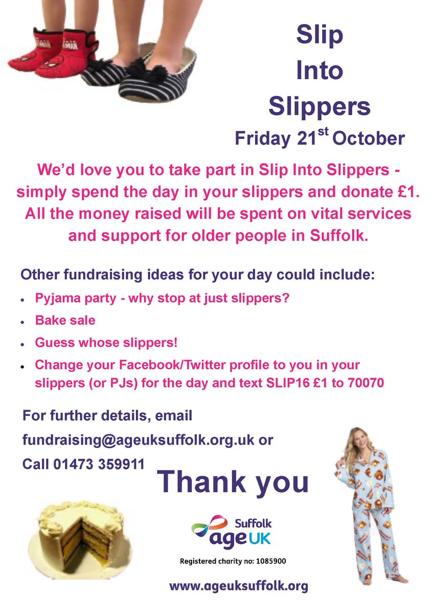 ufford_park's tweet photo. Anyone visiting us on #Friday, no we haven't gone mad &amp; forgotten our work shoes, we will be taking part in @AgeUKSuffolk #SlipintoSlippers https://t.co/N9NrNUlPNV