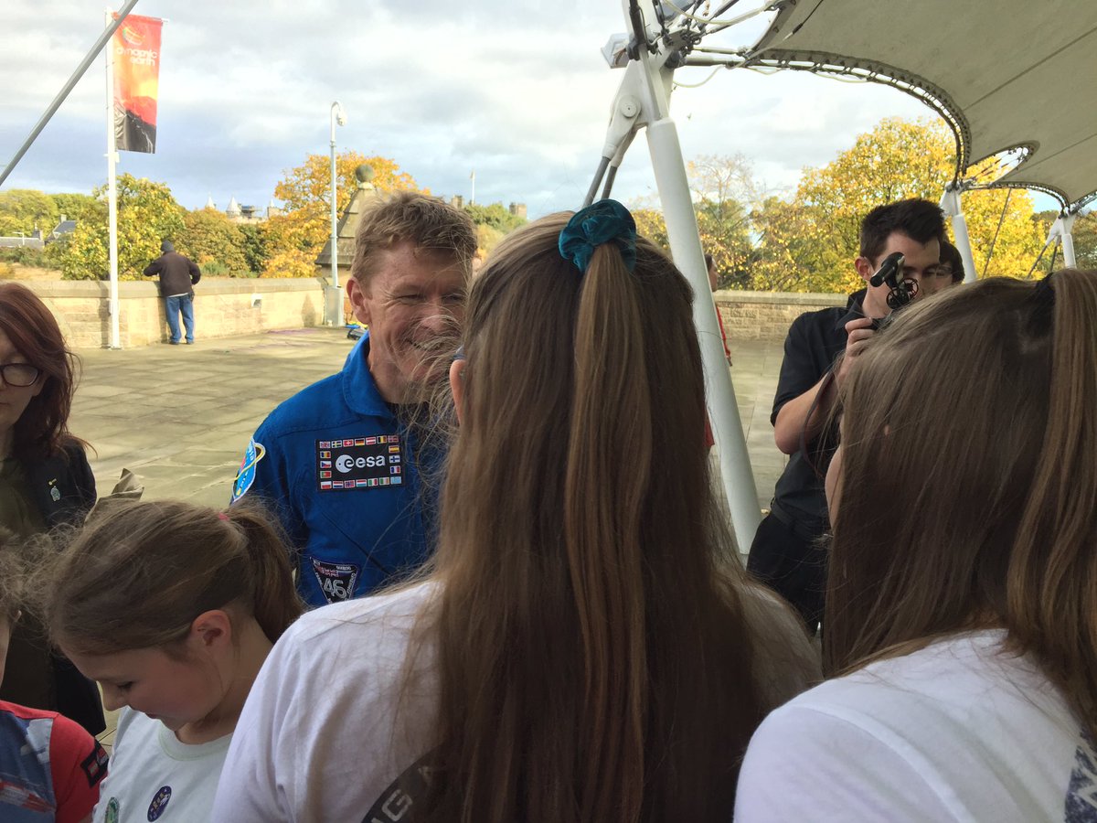 flett_kirsten's tweet photo. Had an amazing time meeting @astro_timpeake ! Great talk and answer to my question about the space seeds! Usher hall tonight @ellenoharexox https://t.co/SvRQgJMklw