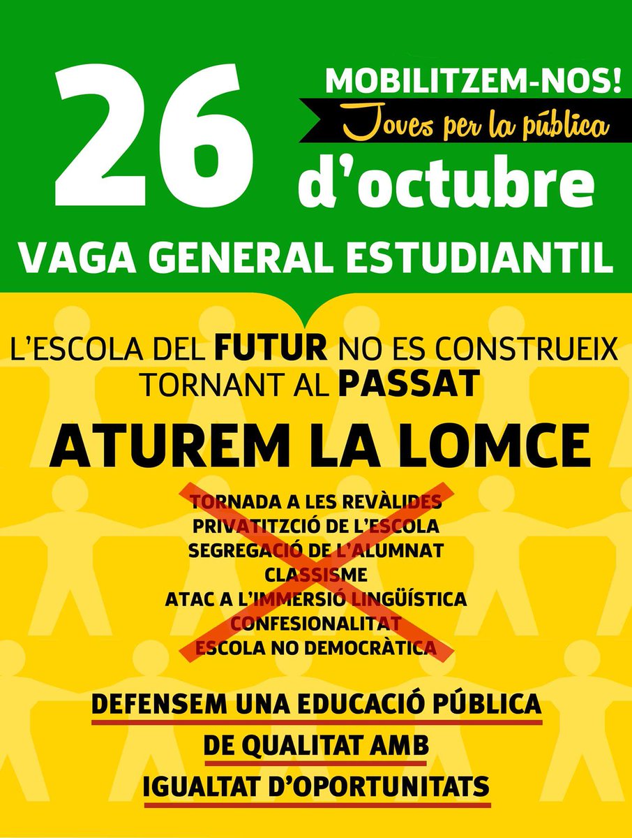 #26Octubre a Menorca també buidem les aules. No a revàlides ni a la LOMCE. L'ensenyament és cosa de tots i l'accés es dificulta #revàlides