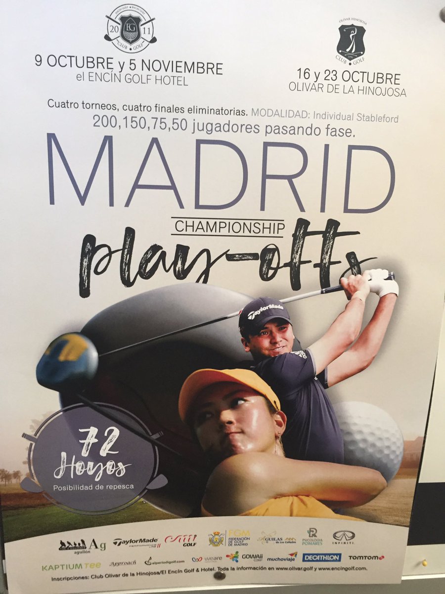 GuilleBajoPar's tweet image. Ya hay 180 jugadores inscritos para la primera prueba de los @PlayoffMadrid en @EncinGolf Solo faltas tú. Inscripciones haya viernes 12,00