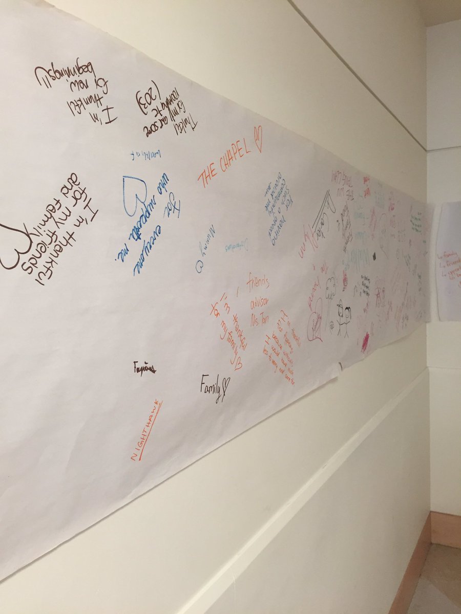 ChapelPrefect1's tweet photo. Thank you to everyone who wrote on our thankfulness page! Come check it out in the dining hall today! What are you thankful for? https://t.co/I2KhUjvUrf
