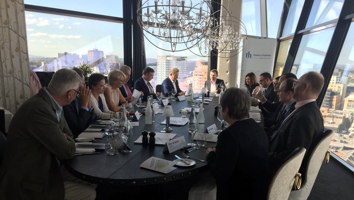 Trowers's tweet photo. Our roundtable on #rethinkingvalue in #realestate in the #midlands chaired by Liz Peace @lizpeaceCBE on a sunny day in #birmingham https://t.co/WzWop4ZYgB