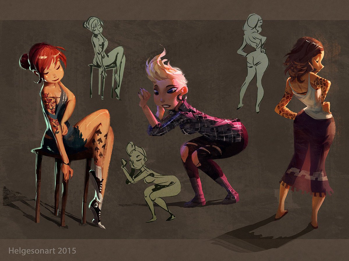 Helgesonart's tweet photo. Had fun taking some quick gesture-drawings and adding clothes/design on top! Cheers ^__^ https://t.co/nm7dPeQEJH