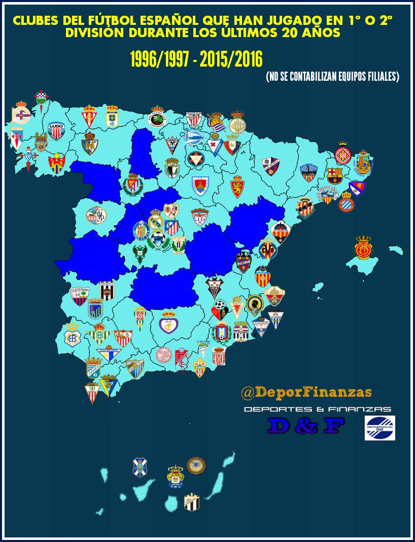 Spain football teams map