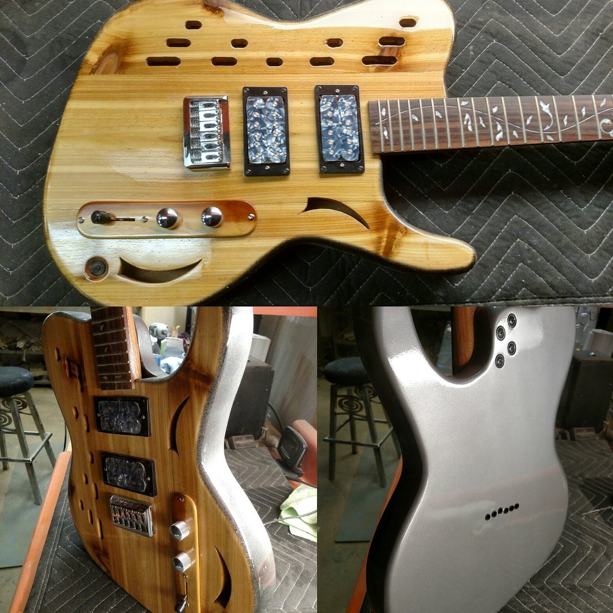 BiggDealPegg's tweet photo. Assembly of the lightcaster with LEDs inside. #BiggDealCustoms #guitar #art #music #woodworking https://t.co/45tQkYLTI7