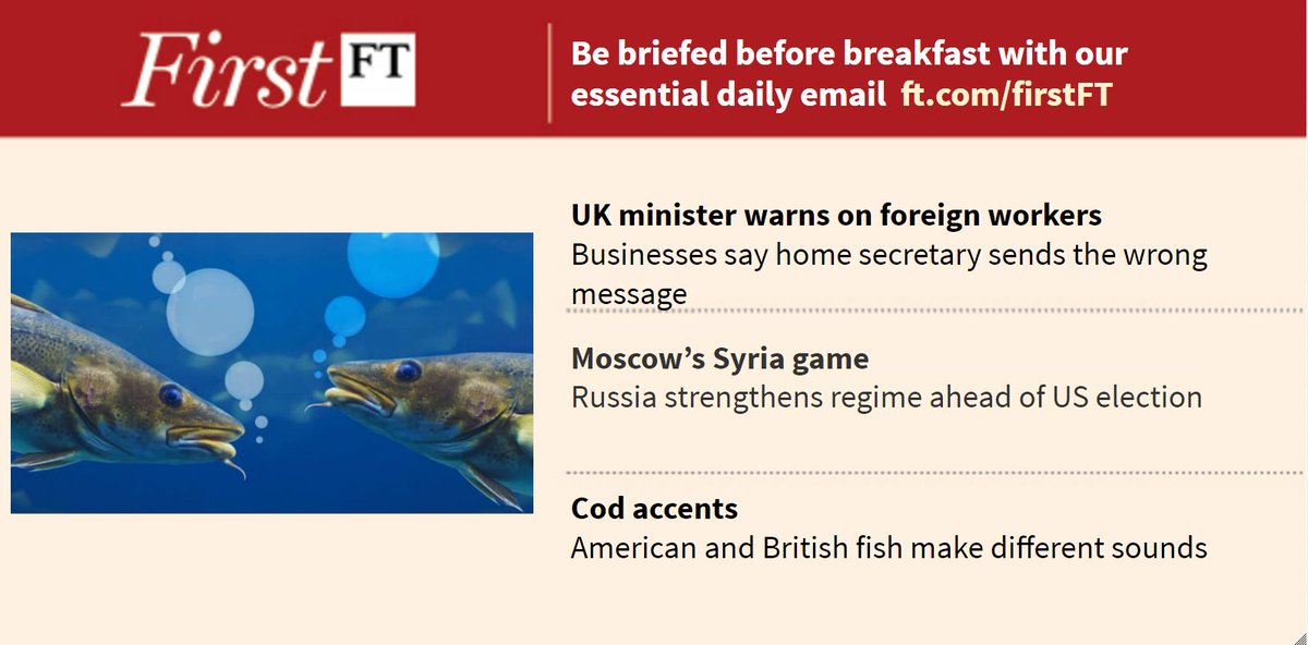 Redpolitics's tweet image. UK minister warns on foreign workers, cod accents and more. Sign up for #FirstFT here: on.ft.com/2dJm3qV