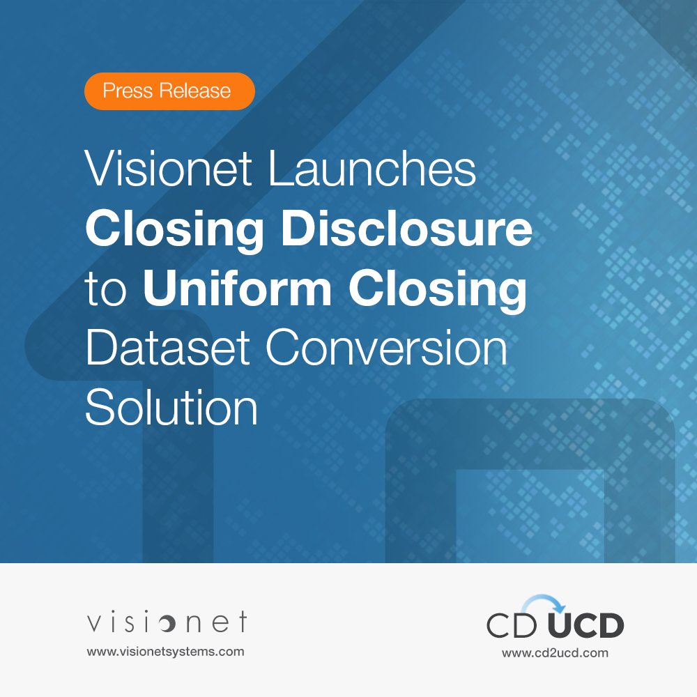 Visionet's tweet photo. Visionet Launches Closing Disclosure to Uniform Closing Dataset Conversion Solution! https://t.co/NJclkpCBYR
#mortgage #VisionetSystems https://t.co/sEK9OMz9XP
