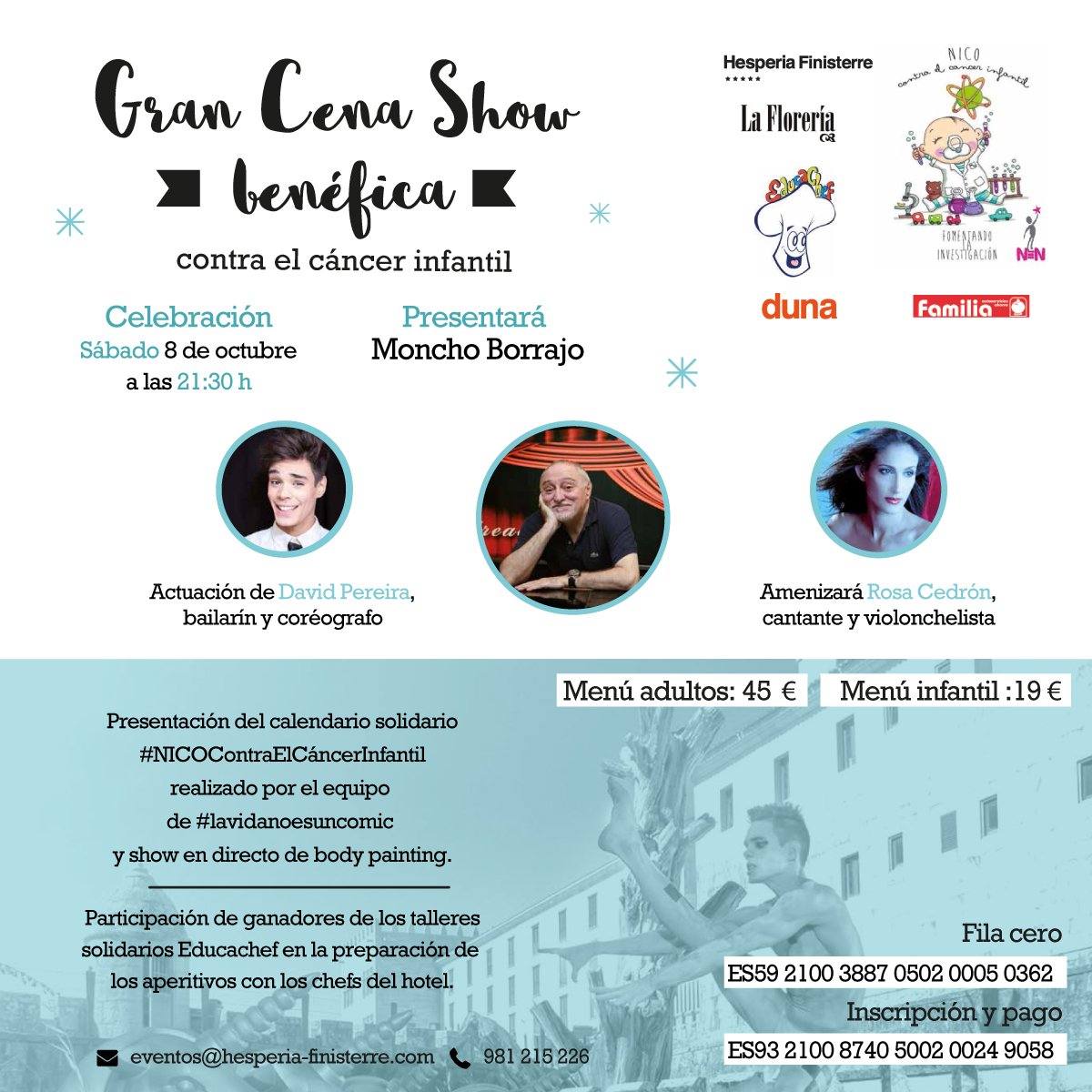 dunagroup's tweet photo. ¡Por una buena causa! Este sábado, "Gran Cena Show" en favor de @NICOContrCancer. ¡Os esperamos! https://t.co/7JZY65jvfv
