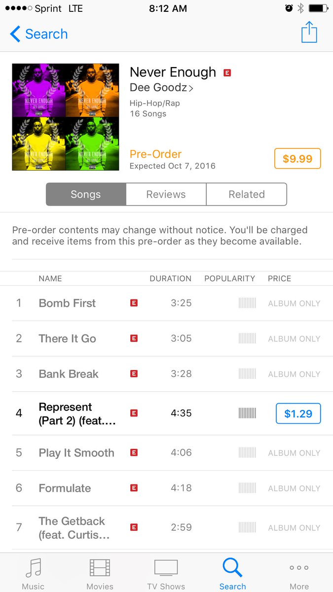 spqetvt's tweet photo. Make sure y'all preorder the homie @dee_goodz new album #NeverEnough drops this Friday Oct. 7th #NashVillain #GoodMoney2 https://t.co/M7O9MYCF54