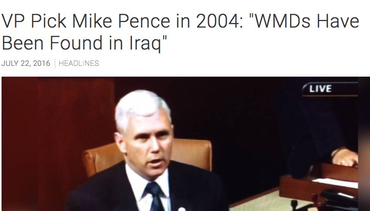 Image result for pence on WMDS