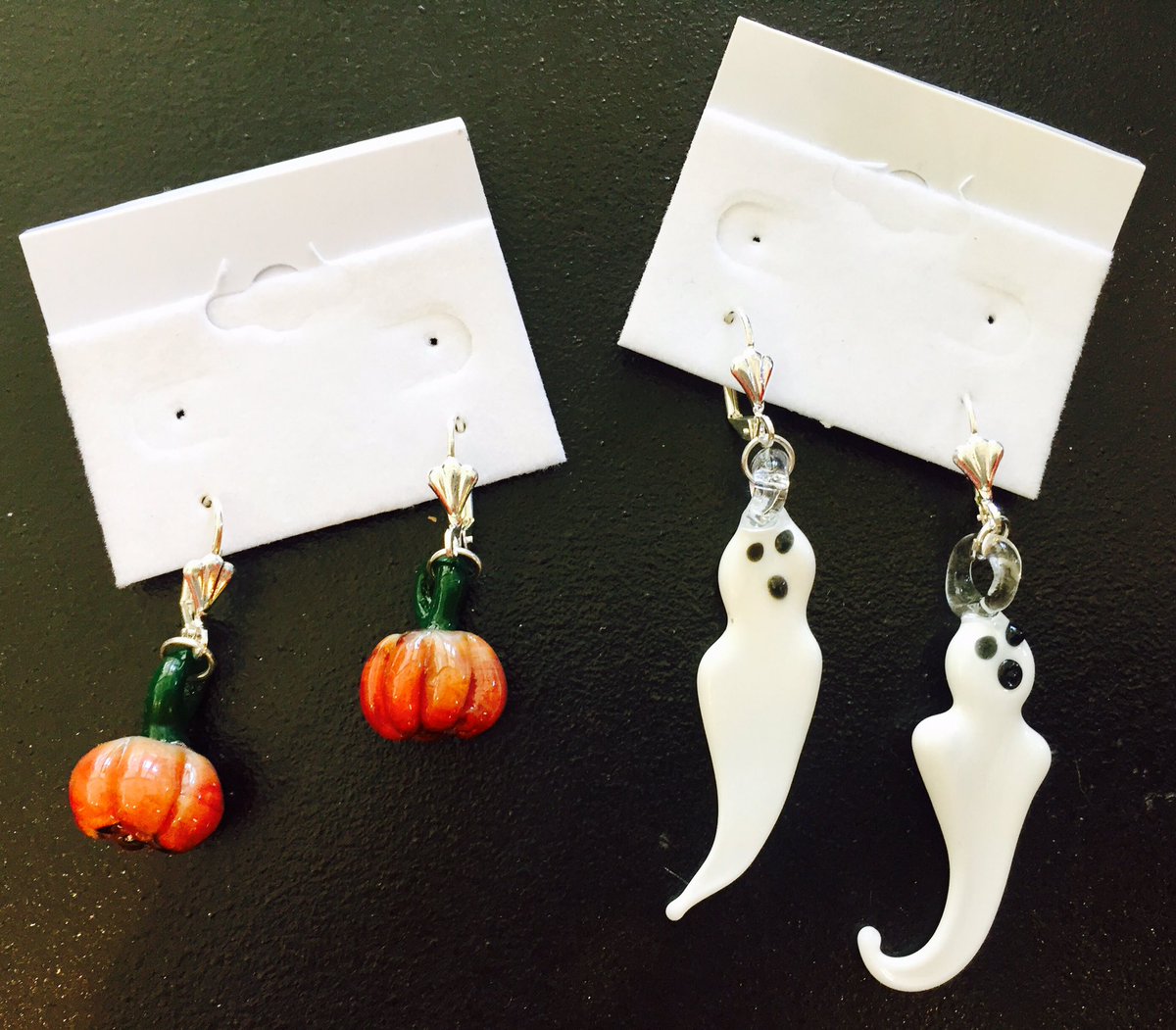 gerbeglass's tweet photo. Things that make you say #BOO! Get spooky with new glass earrings. 🎃&amp;👻, oh my! #Halloween #thinkglass #jewelry #LovePGH https://t.co/7GetWFjJar