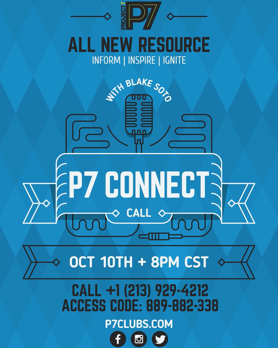 P7clubs's tweet photo. Next Monday is our #P7Connect call! Hope you can join! We are stoked to have @RevASoto speaking about practical ways to #ElevateChrist! https://t.co/zjHCiQ3Kvp