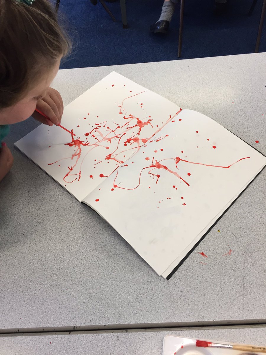 DavinMiss's tweet photo. @TheDistrictCE Y3 have discovered that cavemen used bones to blow paint. We're using straws instead! ❤️🎨 https://t.co/ZfA85ZkKRf